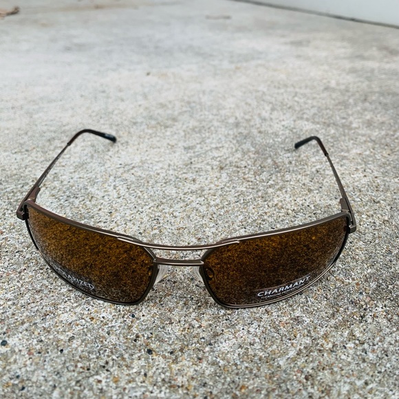 Charmant Polarized Brown Tinted Lenses Double Bridge Titanium Frame Sunglasses - Picture 8 of 15